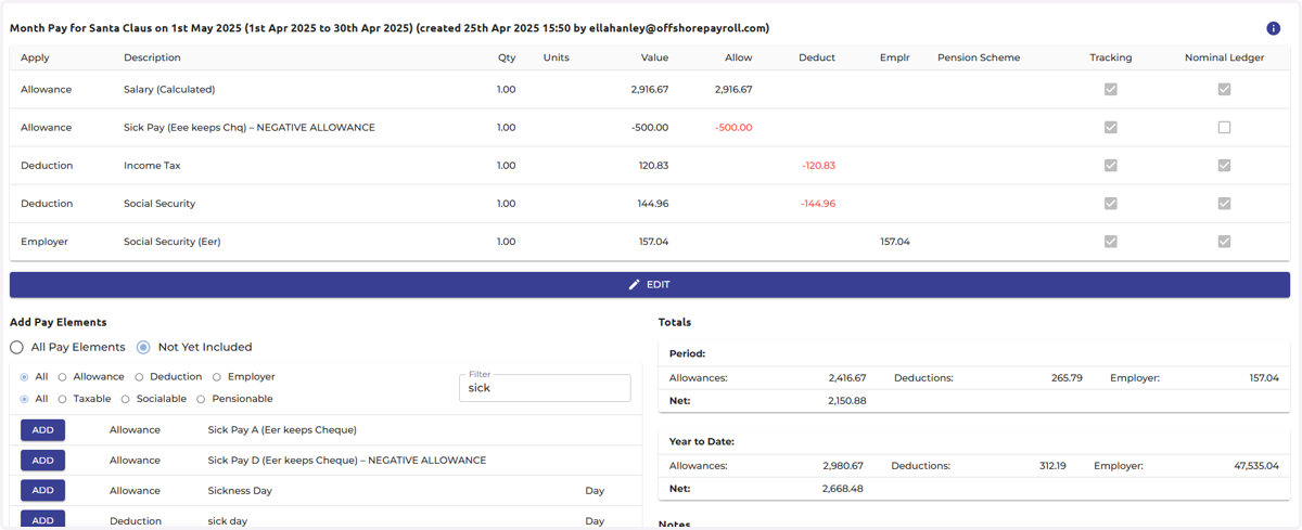 Payslip example