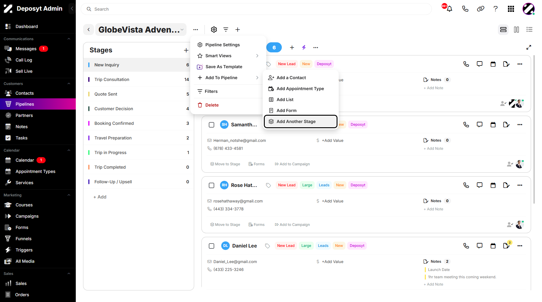 Step 7: A pop-up window will appear, letting you access the Add to Pipeline sidebar menu and select Add Another Stage.