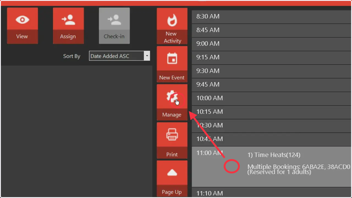 To manage the invoice, click on manage after selecting the activity