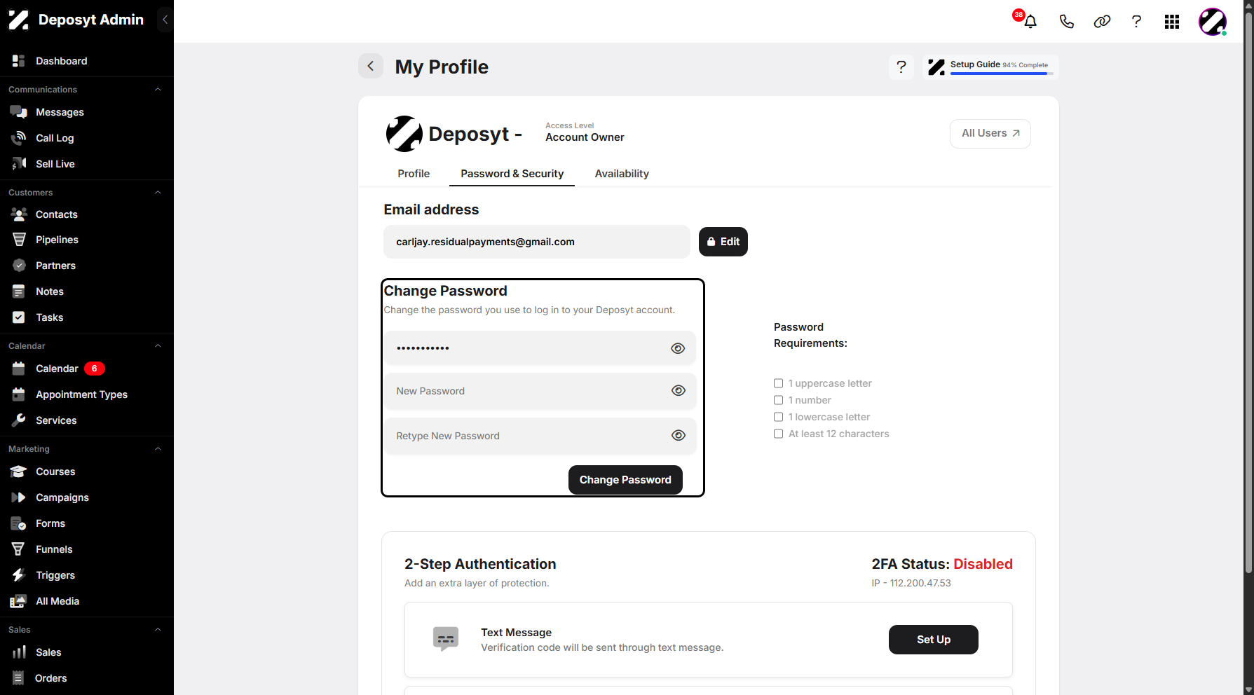 Step 9: Enter your new password and retype it in the fields provided to proceed. You can also view your password by clicking the eye icon to reveal it.