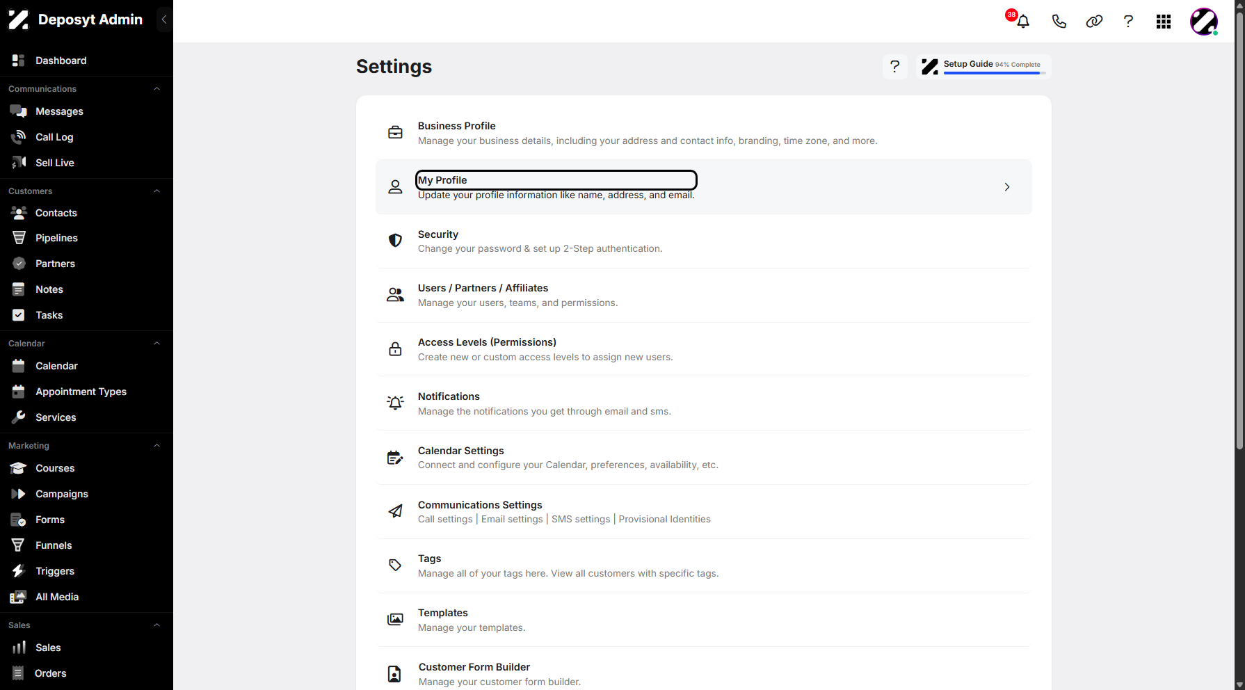 Step 4: Click on My Profile to continue.