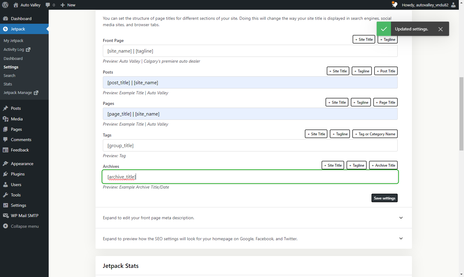 Click on Save settings