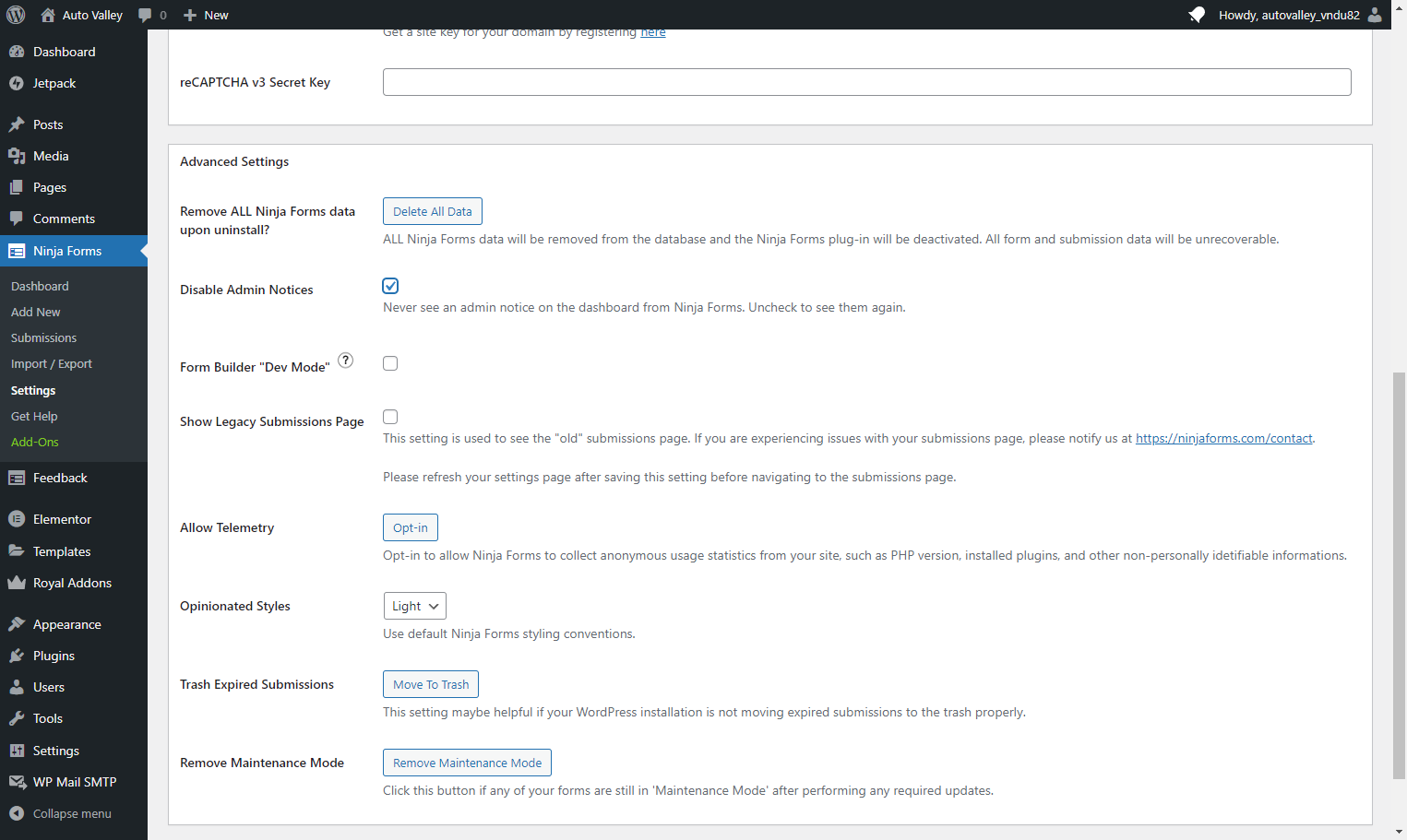 Check Disable Admin Notices