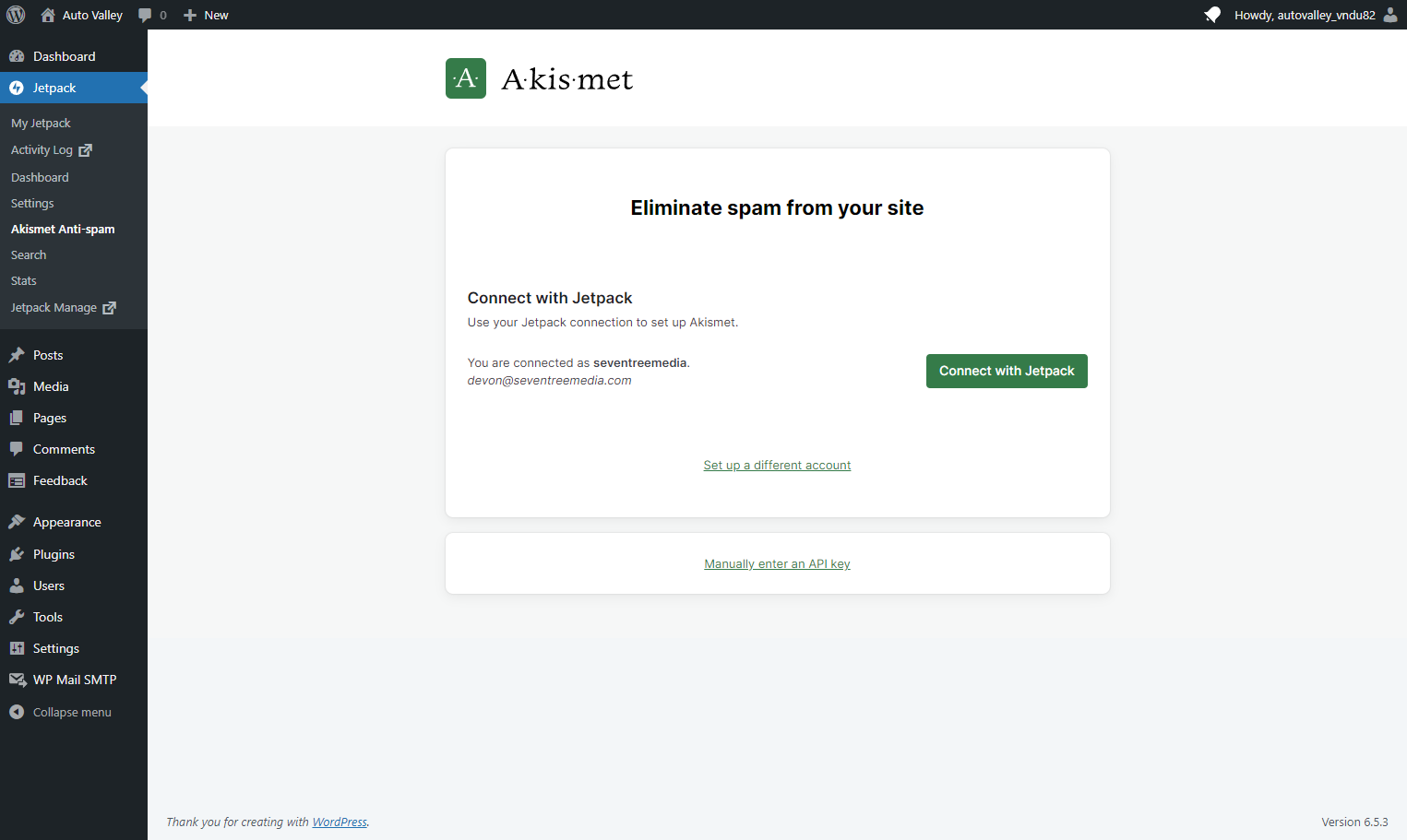 Click on Connect with Jetpack