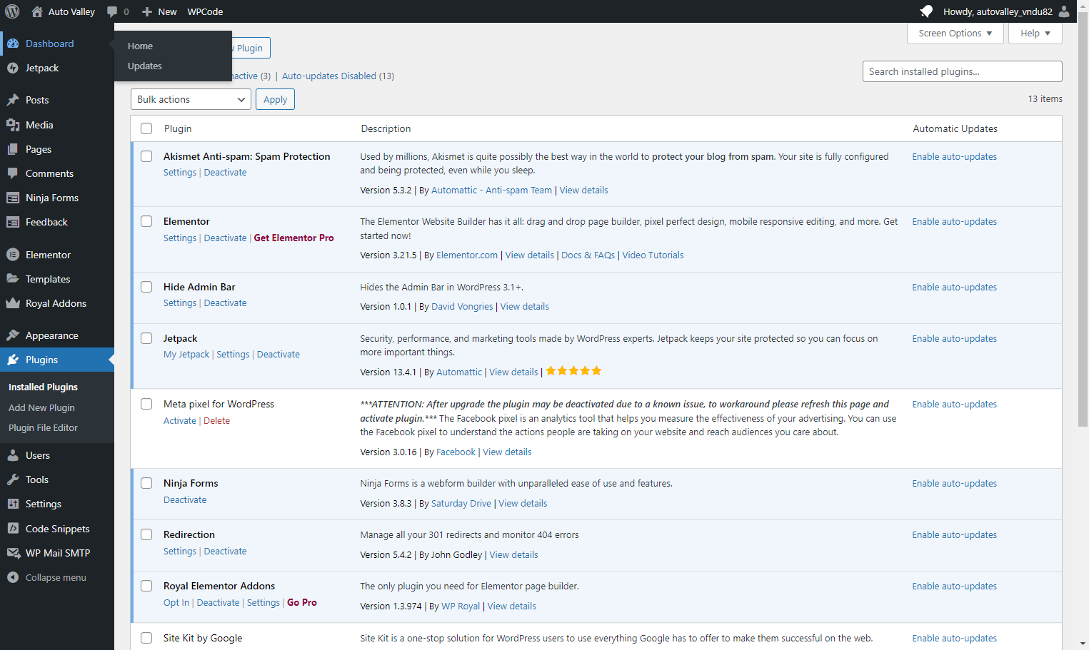 Navigate back to the Dashboard using the tab in the Main menu