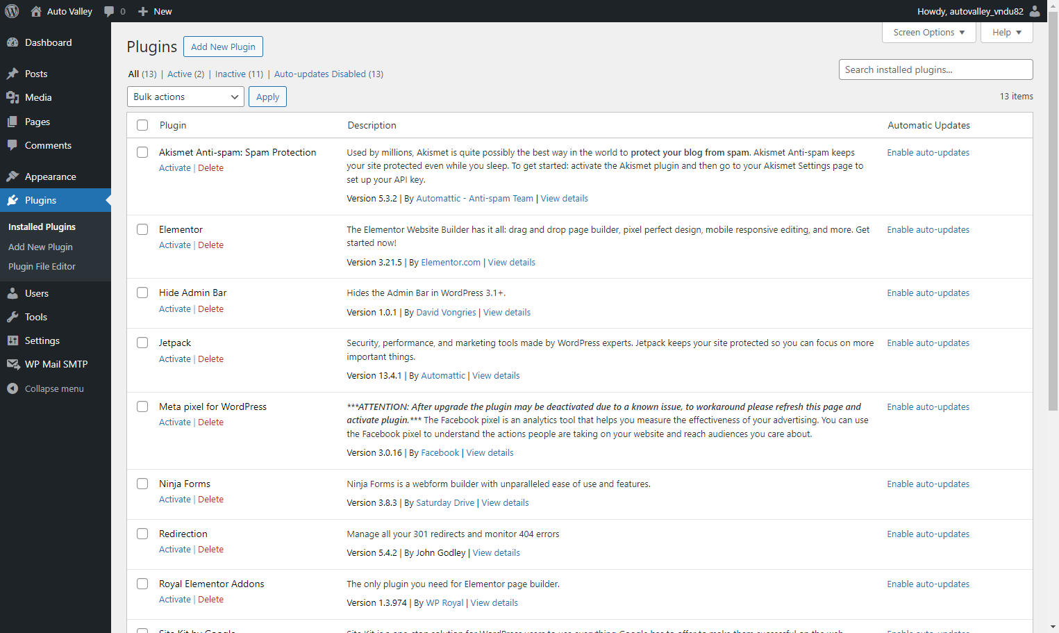 Click on Activate for the Jetpack Plugin