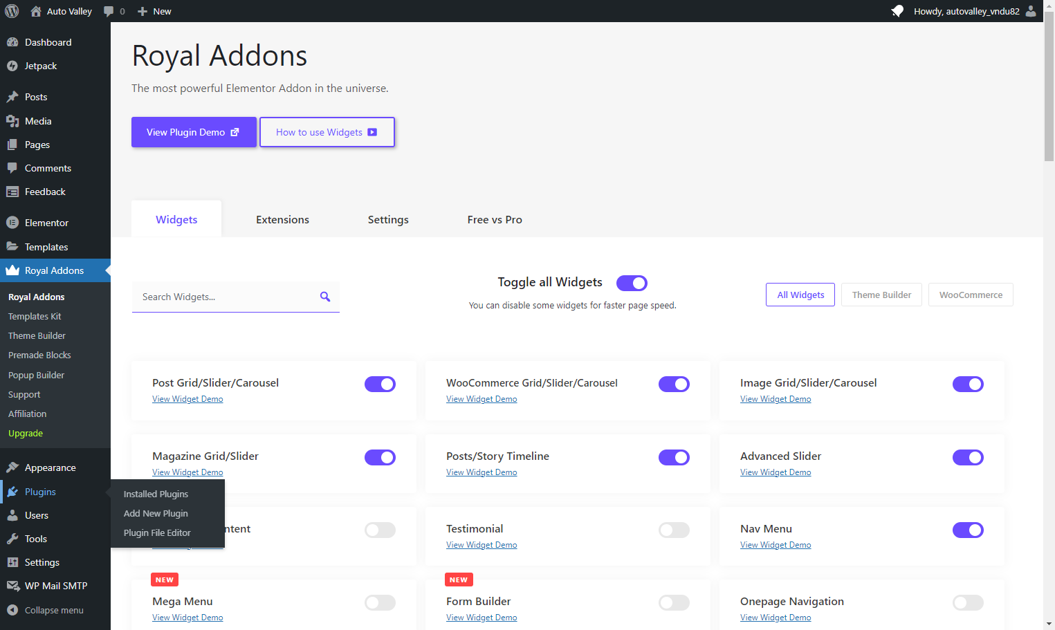 Navigate back to the Plugins Section in the Main menu