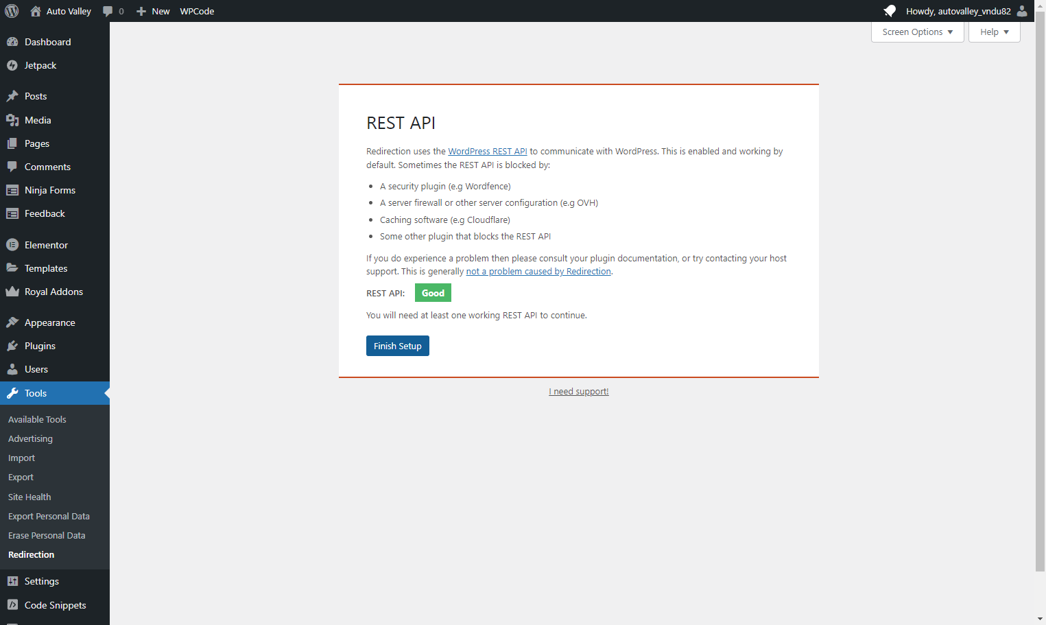 Click on Finish Setup