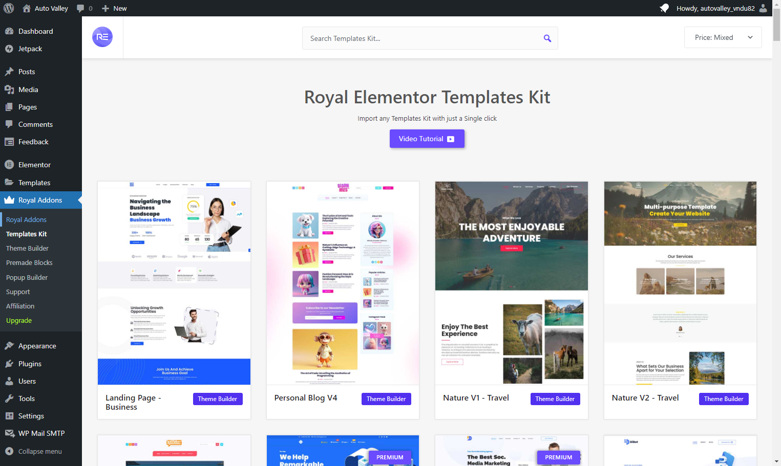 Click on Royal Addons in the main menu