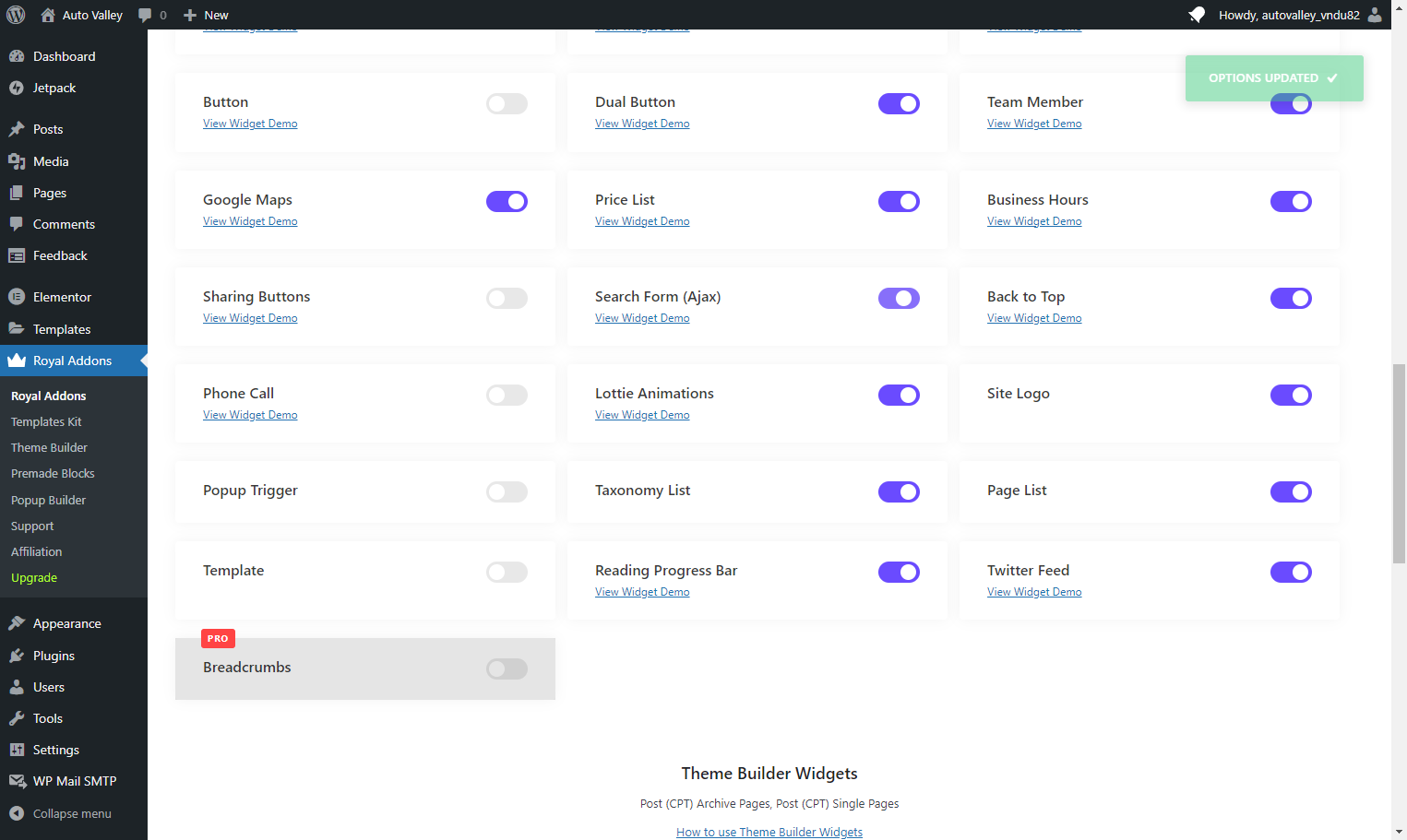 Uncheck Search Form