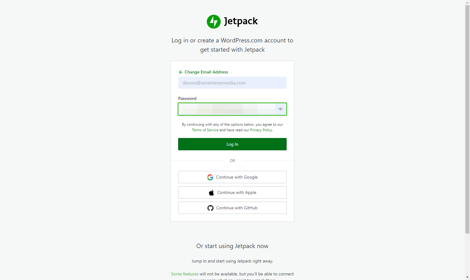 Use password provided and click on Log In