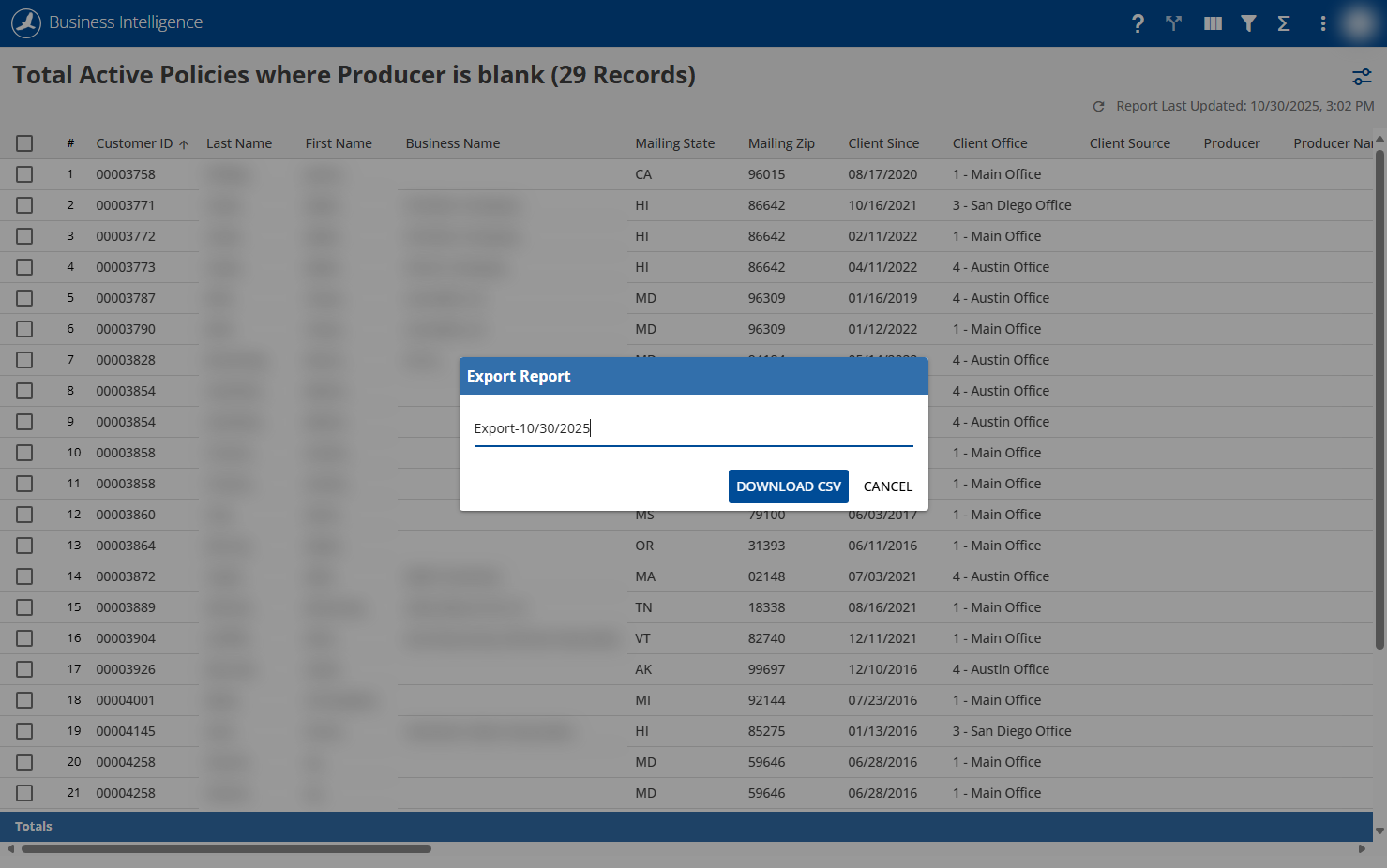 Download CSV