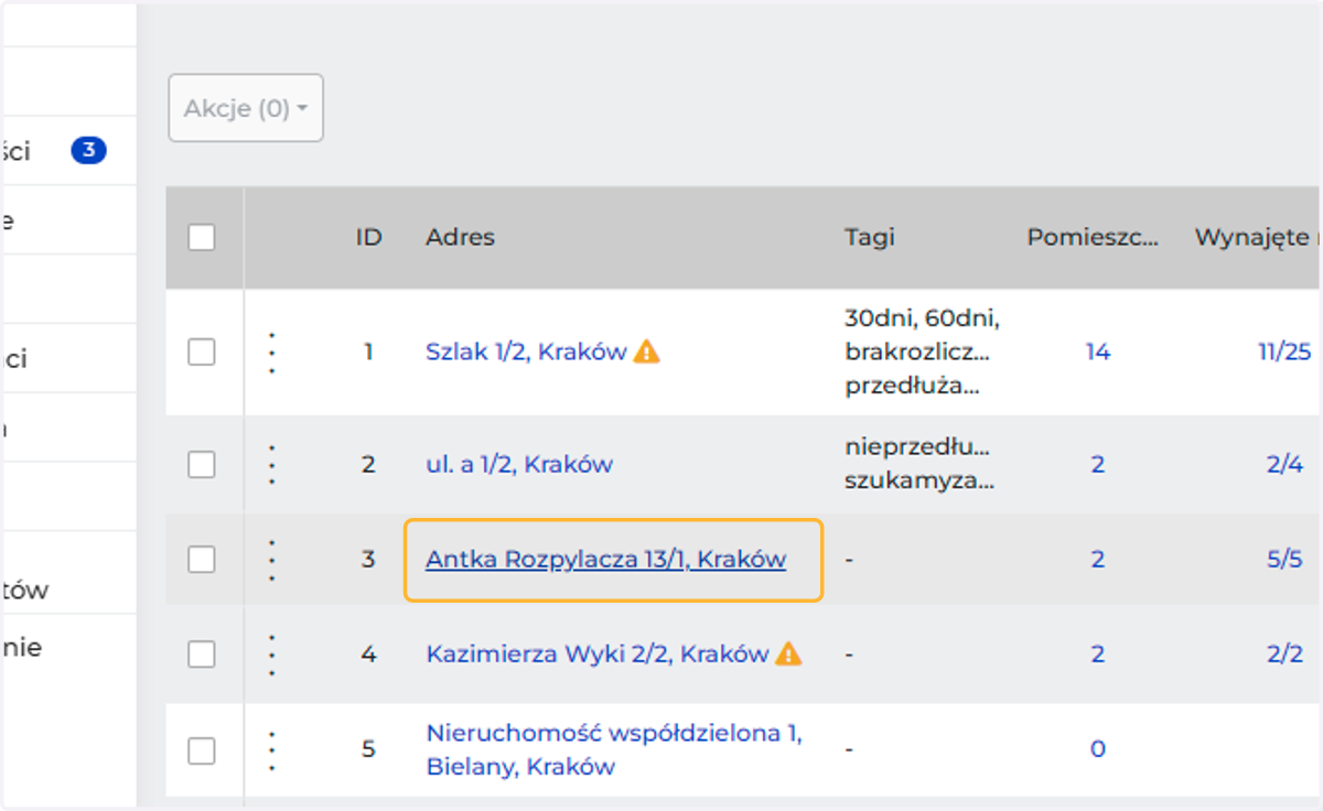 Wejdź na kartę nieruchomości