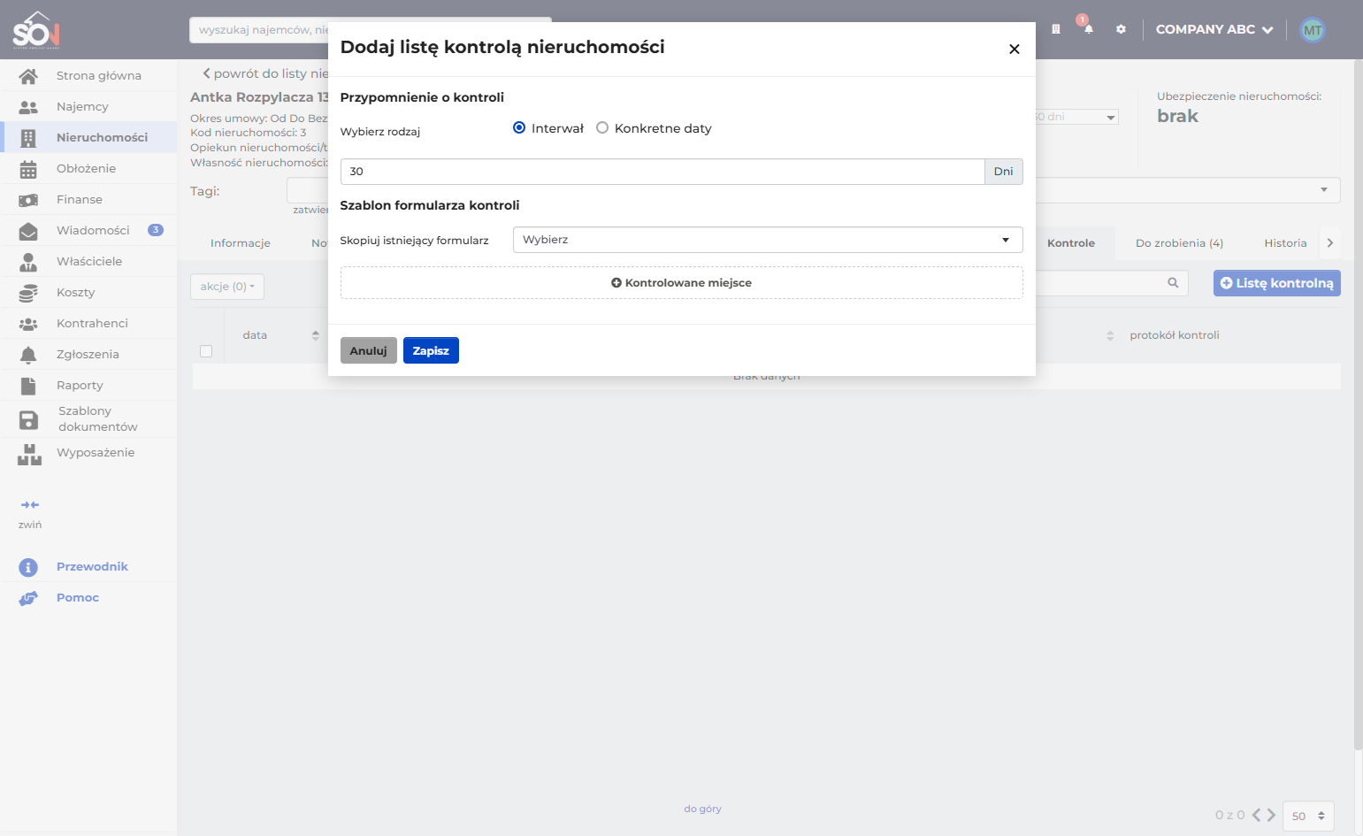 Wybierz rodzaj przypomnienia w Interwale (określ co ile dni) lub konkretne wybrane przez Ciebie daty