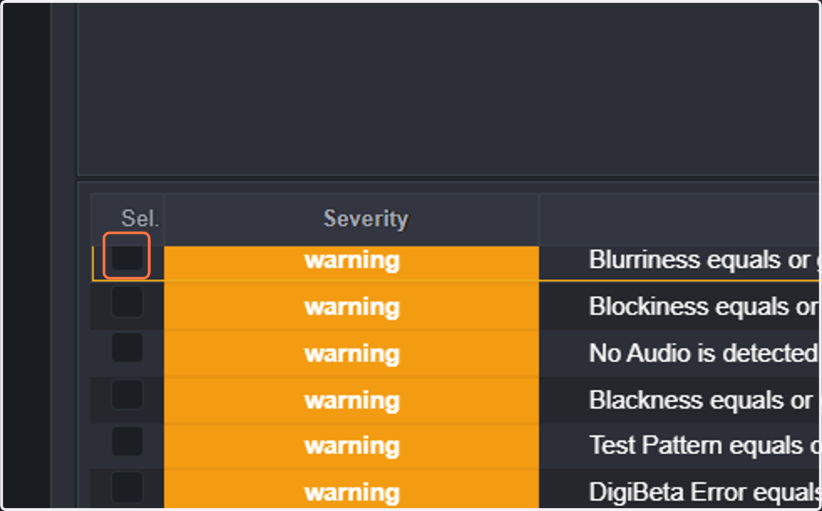 You can add as many thresholds as you want to display in the event list. We will click on Blurriness