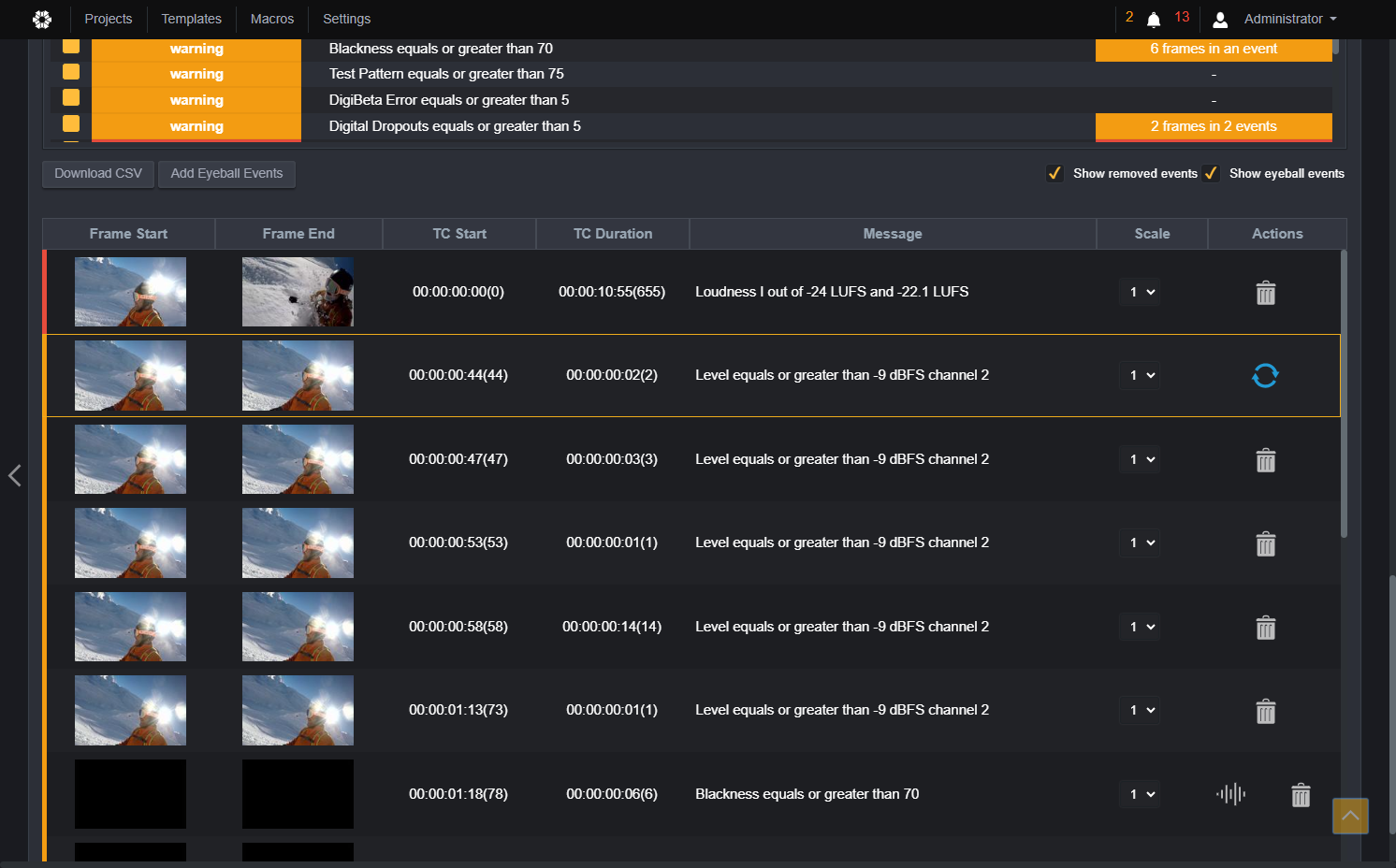 Click on the Restore icon. Your event will display again in the list