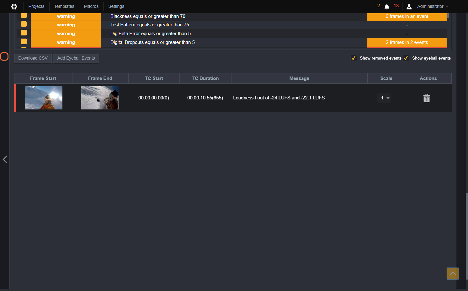 If you removed something by mistake, you can restore the event. So, click on Show Removed Events