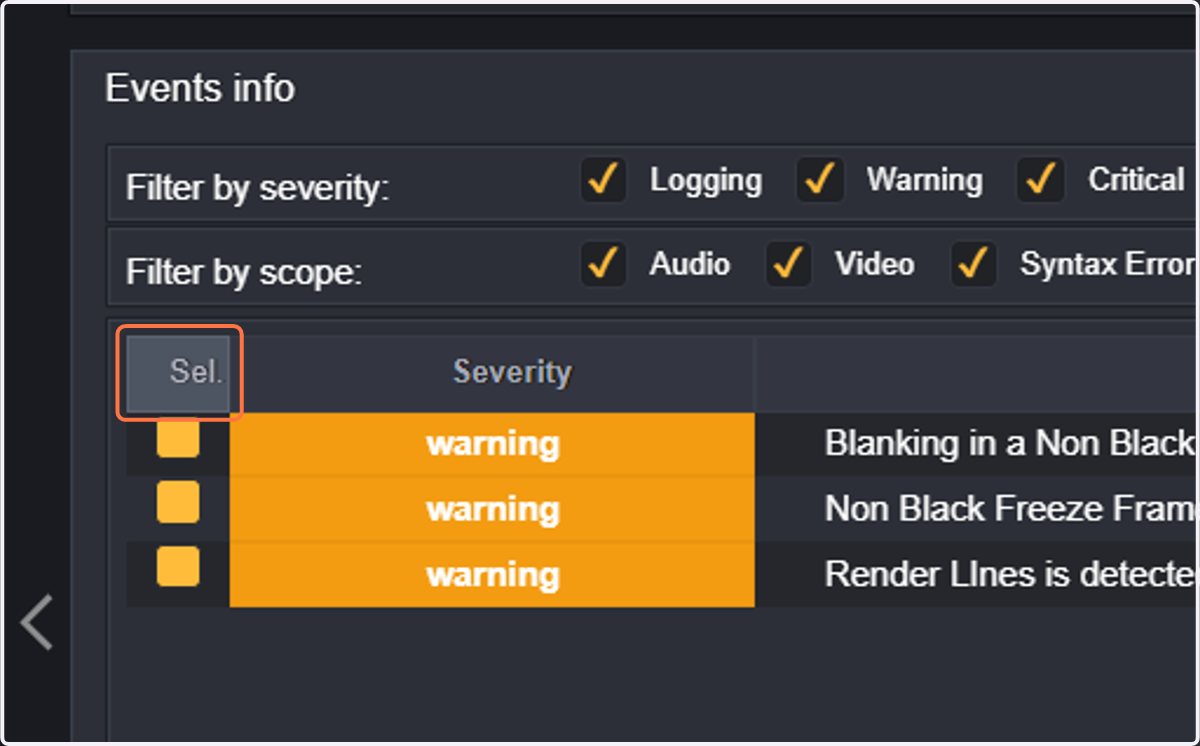To make things even easier, we can also sort events by threshold. So, uncheck all macro thresholds by clicking on Sel