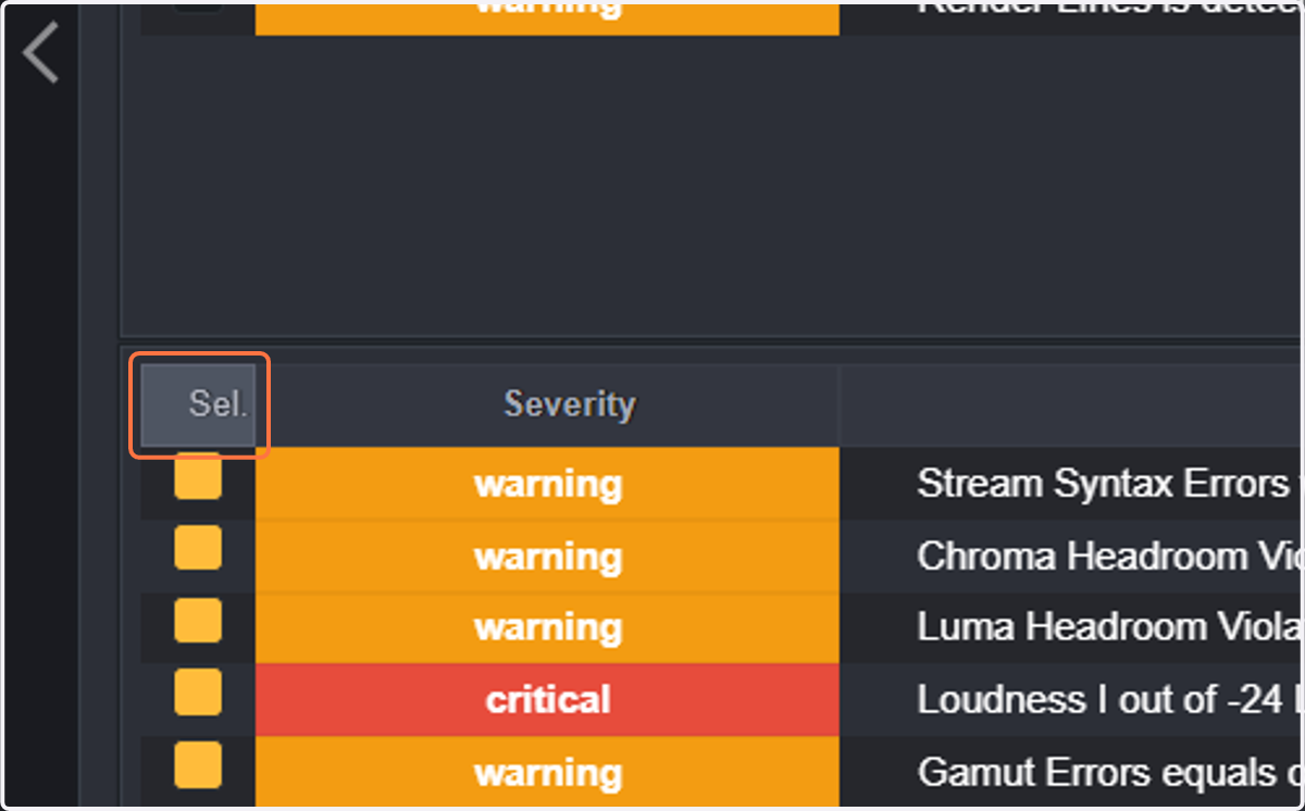Uncheck all parameter thresholds by clicking on Sel