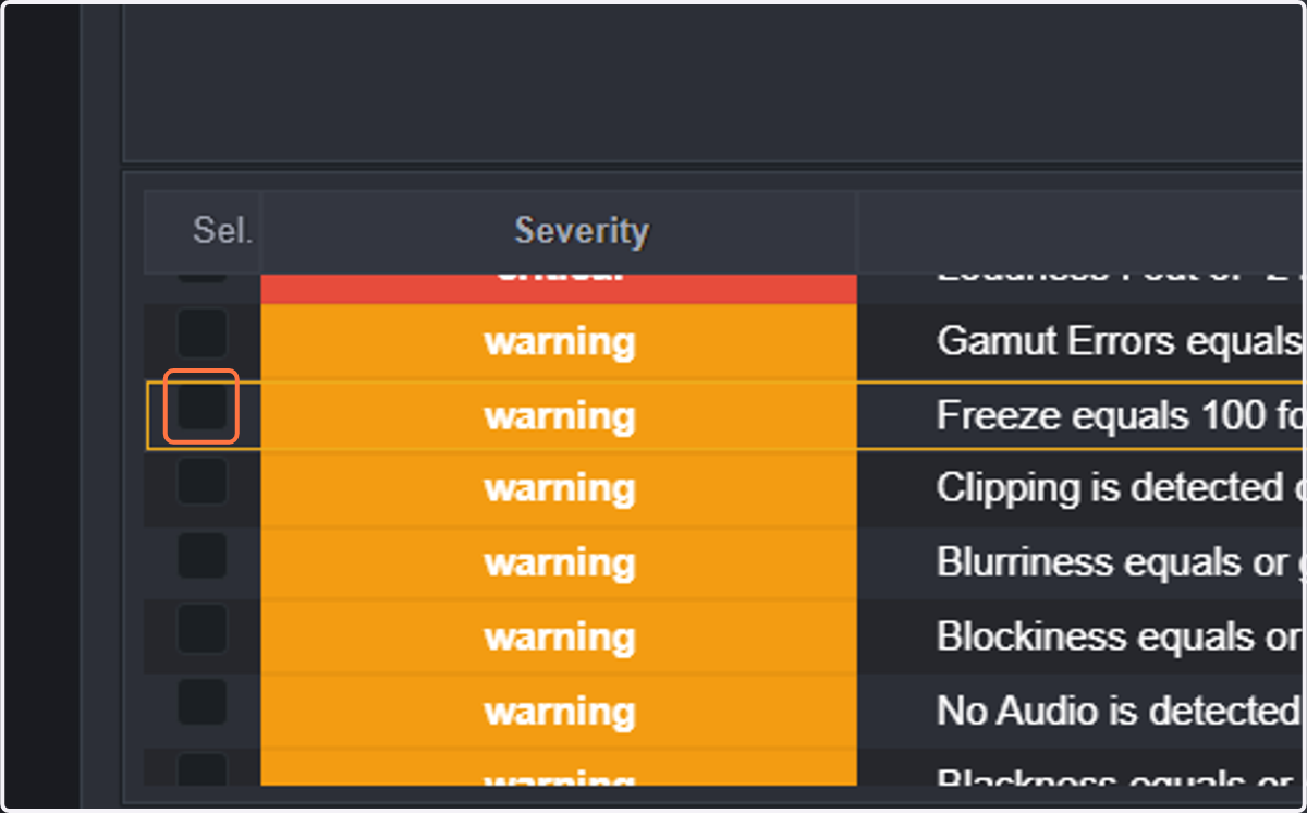 Click only in the threshold that you want to list in the CSV. In this case, we choose freeze again