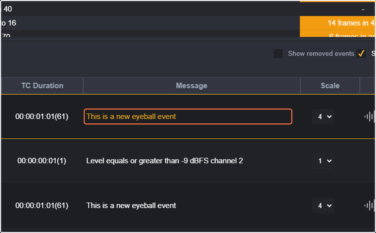 You can then see the Eyeball event in the list of events. The thumbnail will also be created, and the waveform will be available in case it is a video event.