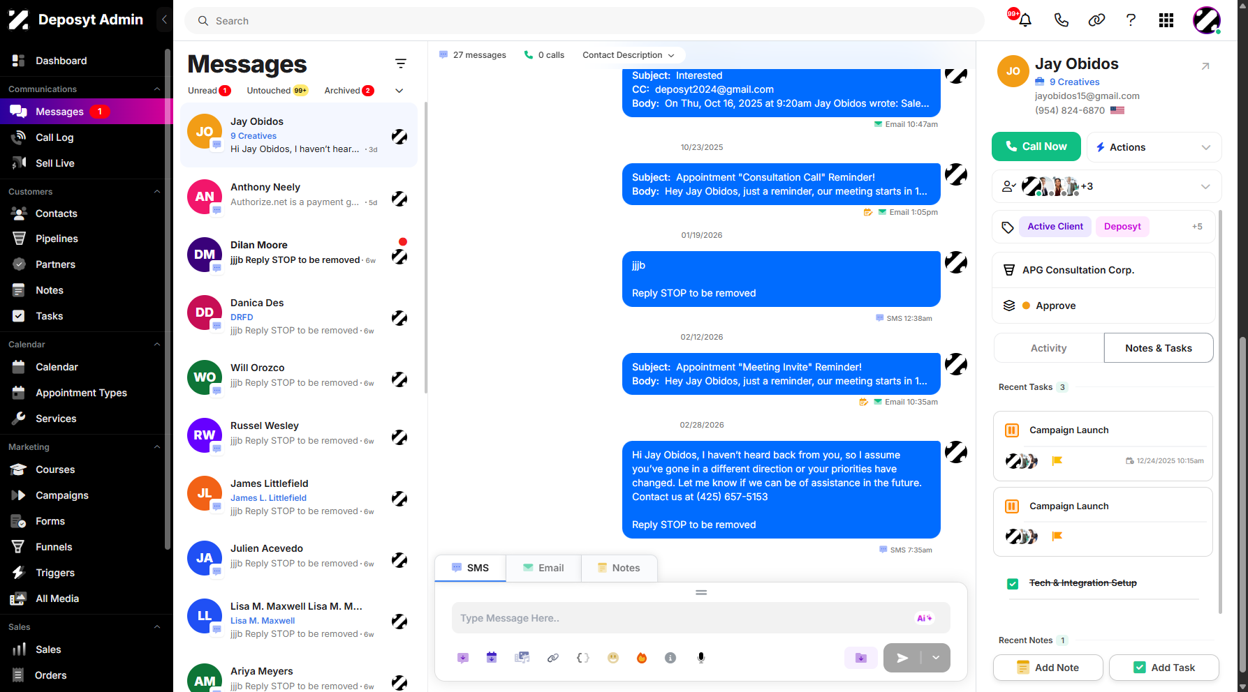 Step 1: On your Dashboard, navigate to the Messages tab under the Communications section.