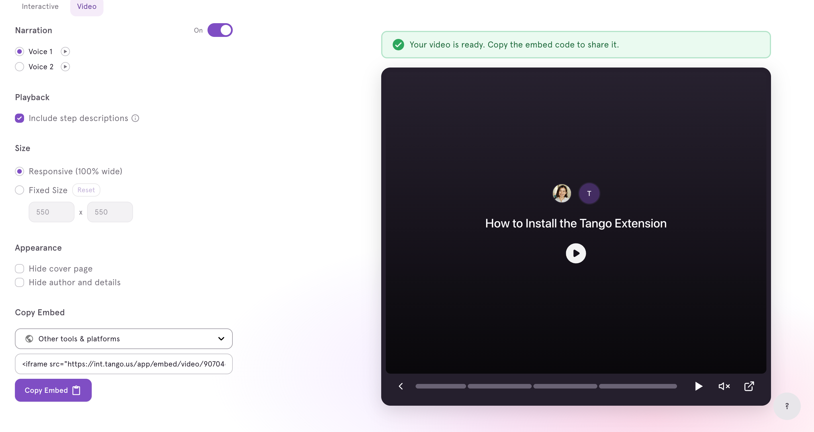 Copy and paste the embed code