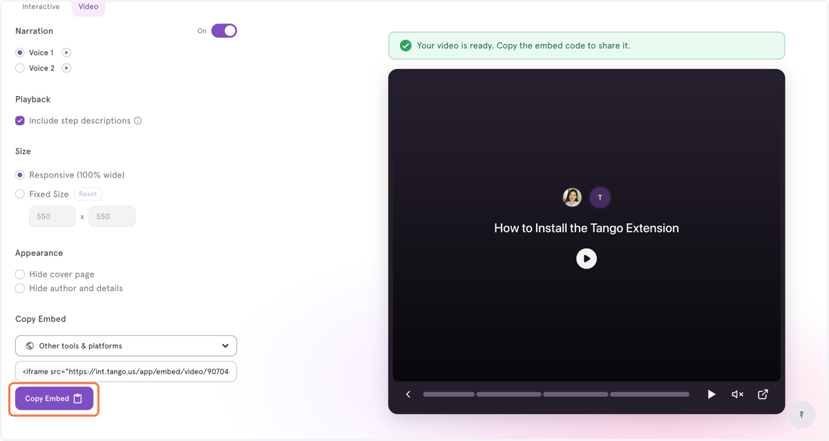 Copy and paste the embed code
