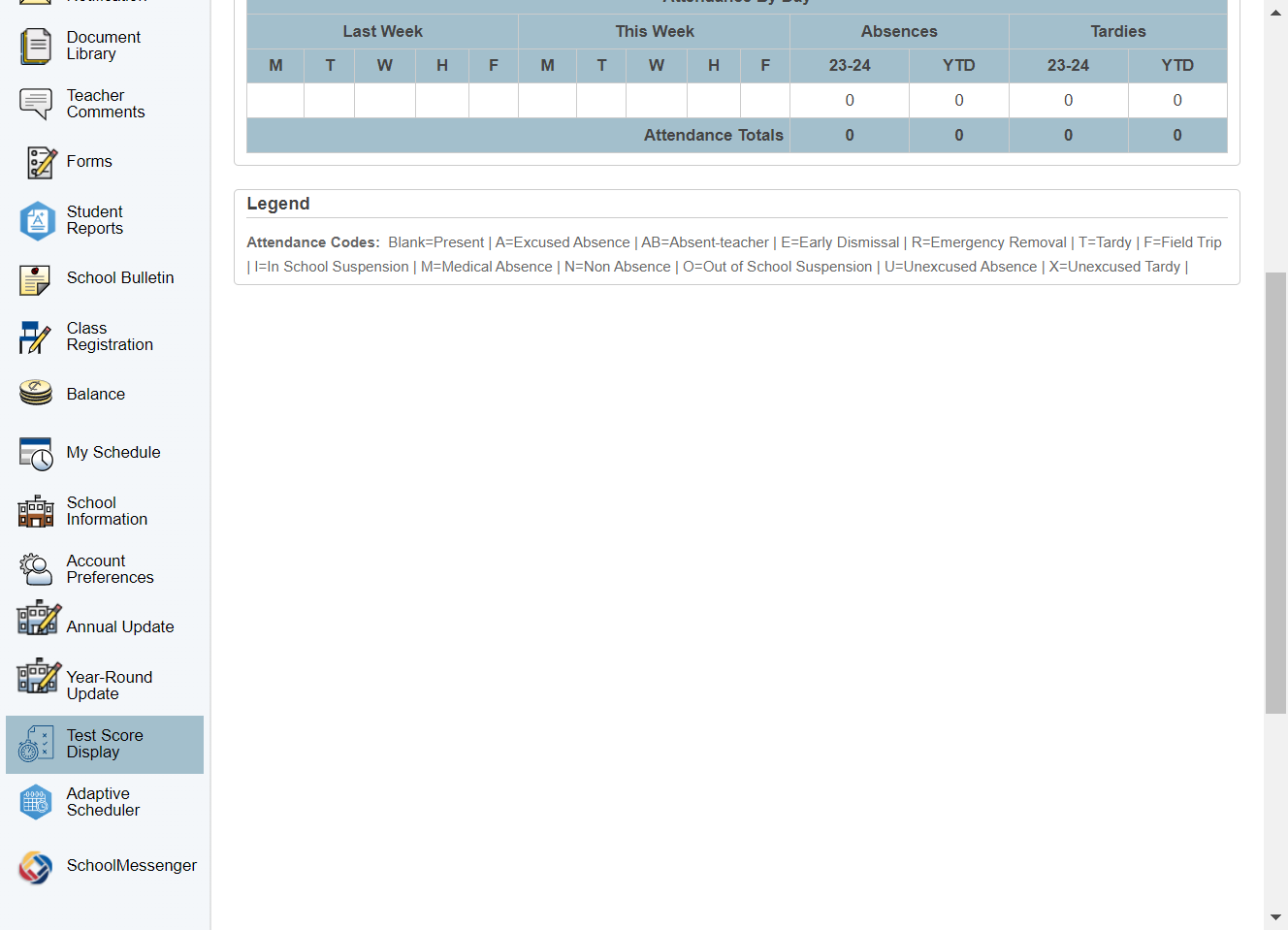 Scroll down on the left sidebar to click on Test Score Display