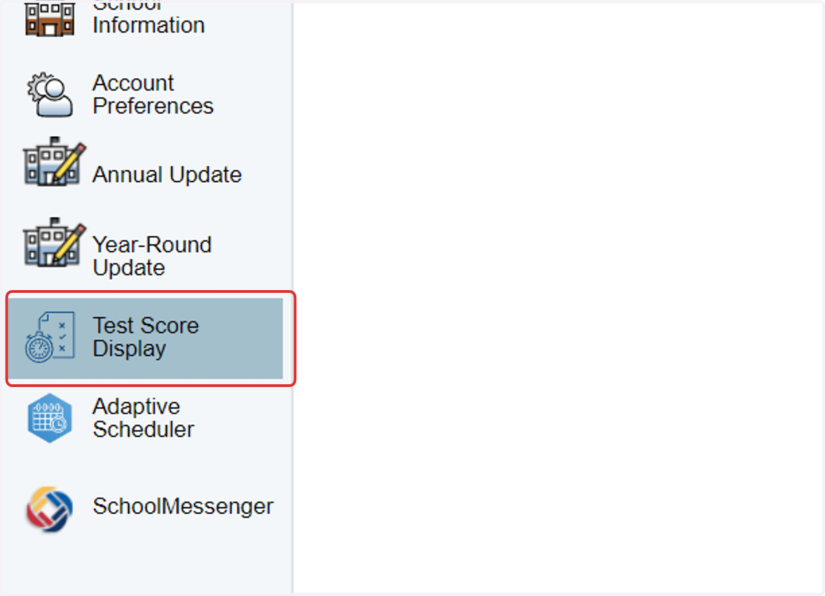 Scroll down on the left sidebar to click on Test Score Display