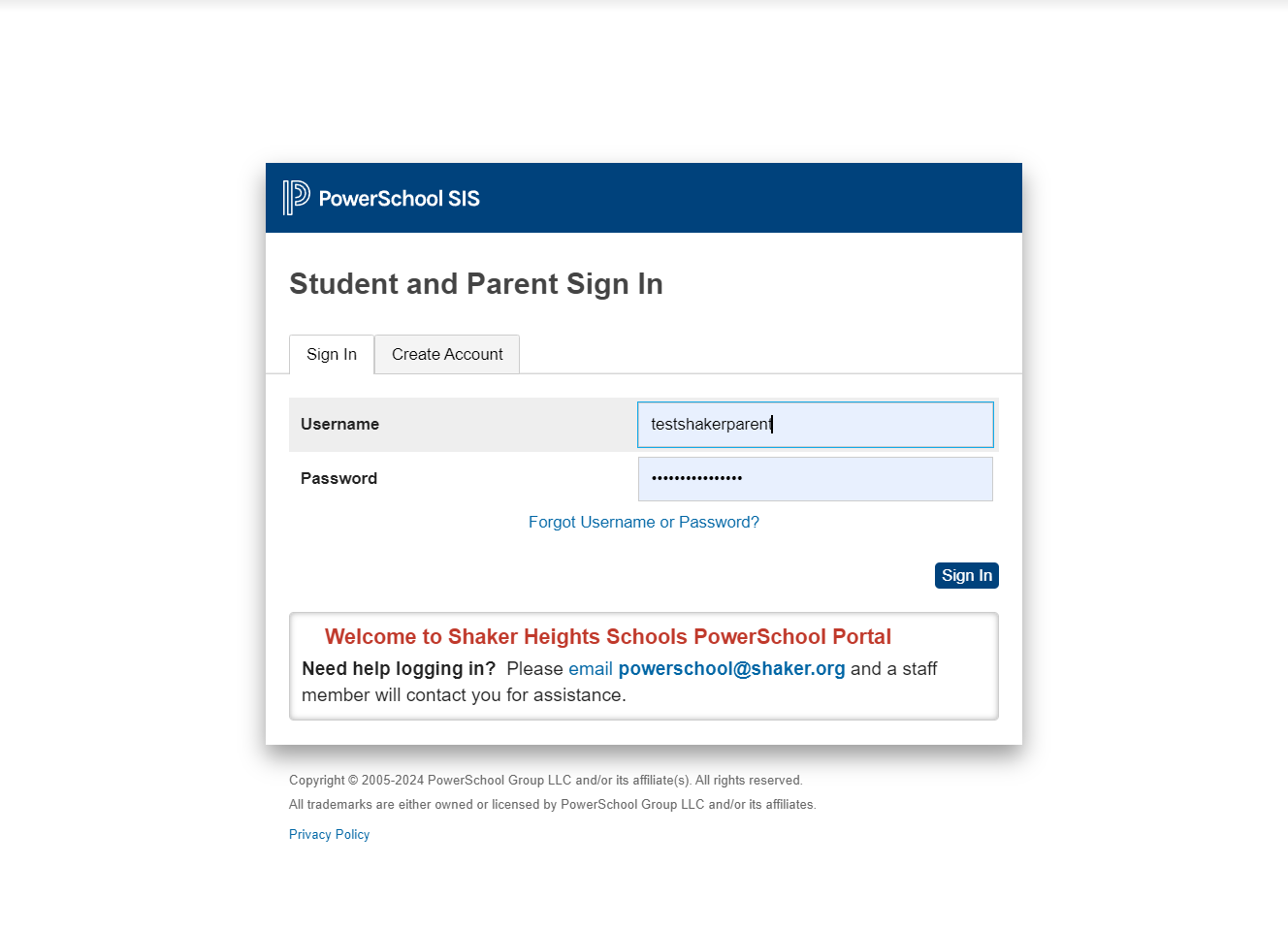 Login to the PowerSchool Portal