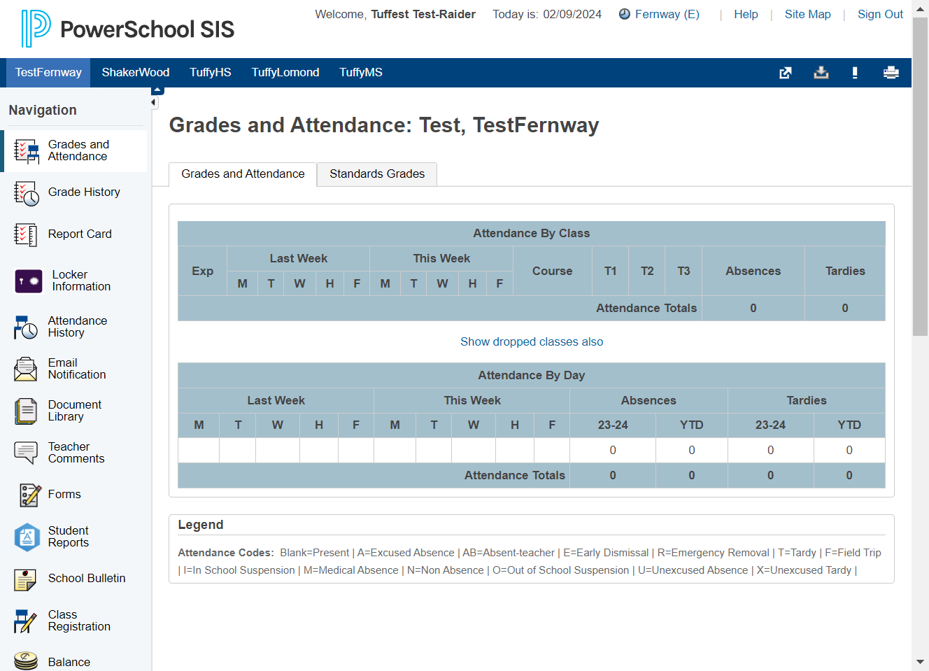 Click on the name of the student at the top of the PowerSchool Portal page