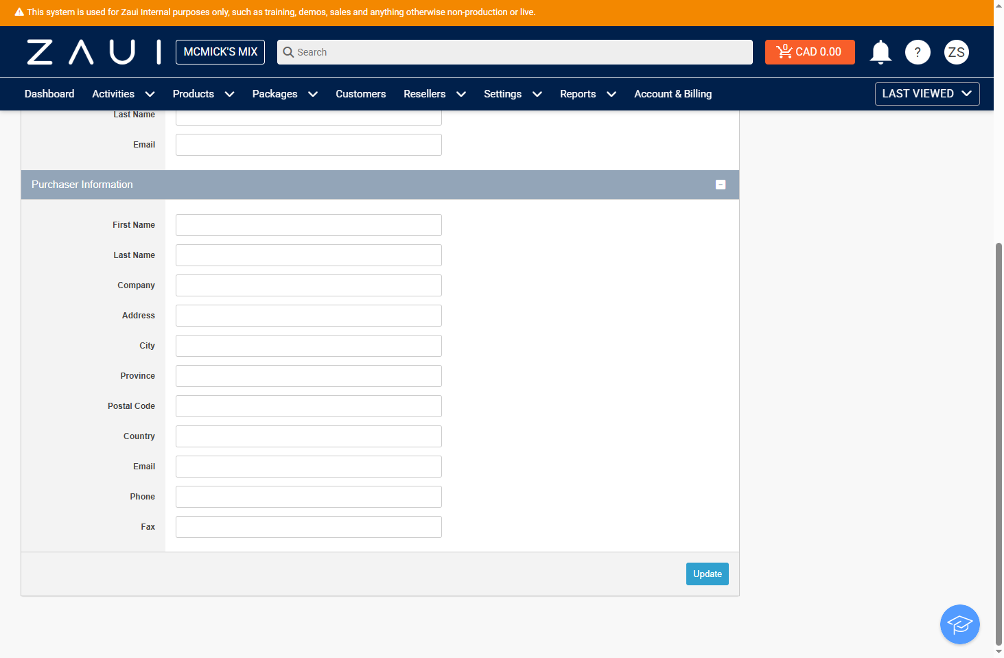 Click on "Update"