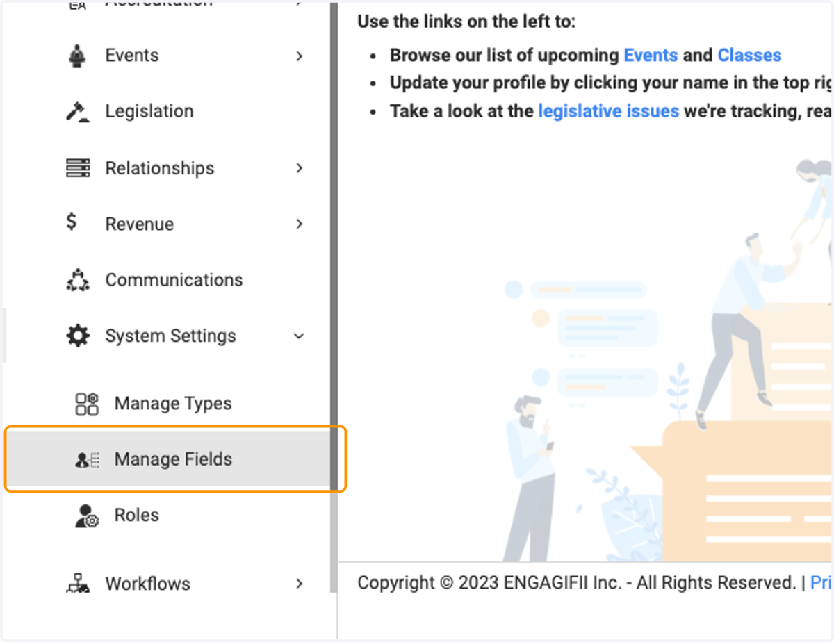 Click on Manage Fields