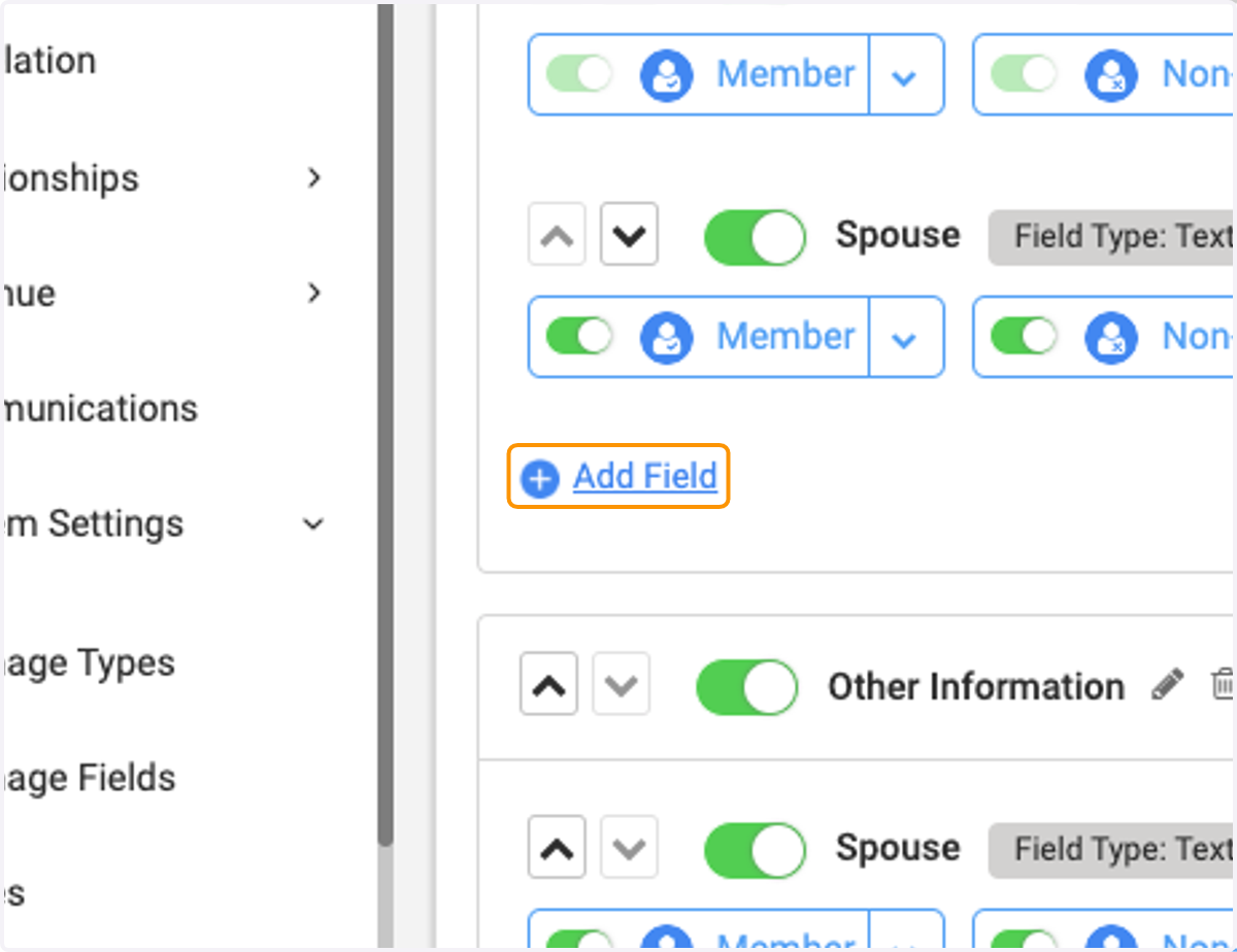 Click on Add Field at the bottom of the section you want your new field to show up in