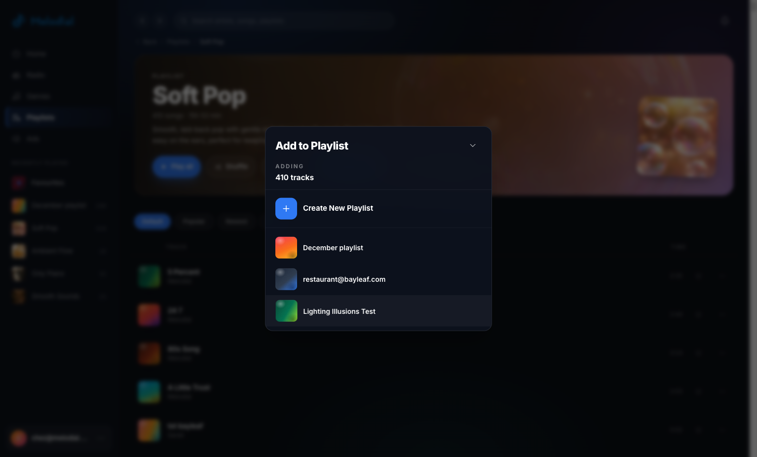 Click on The previously created playlist