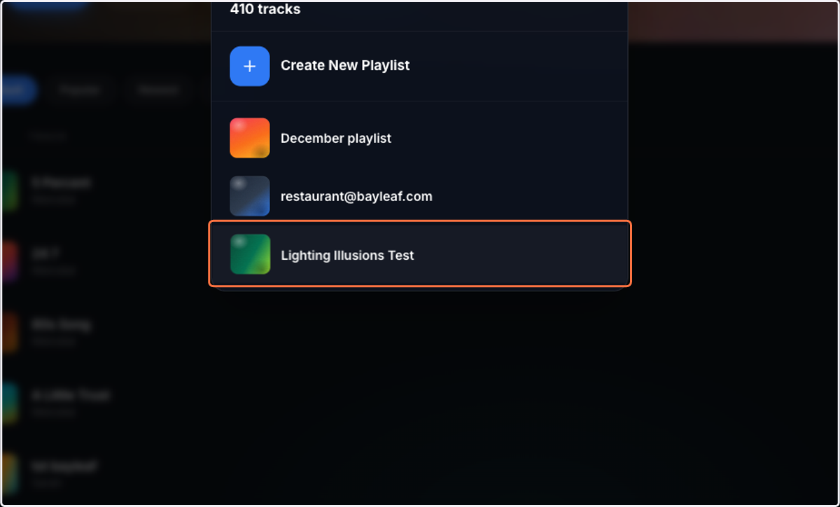 Click on The previously created playlist