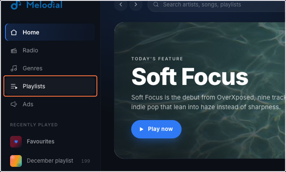 Click on Playlists