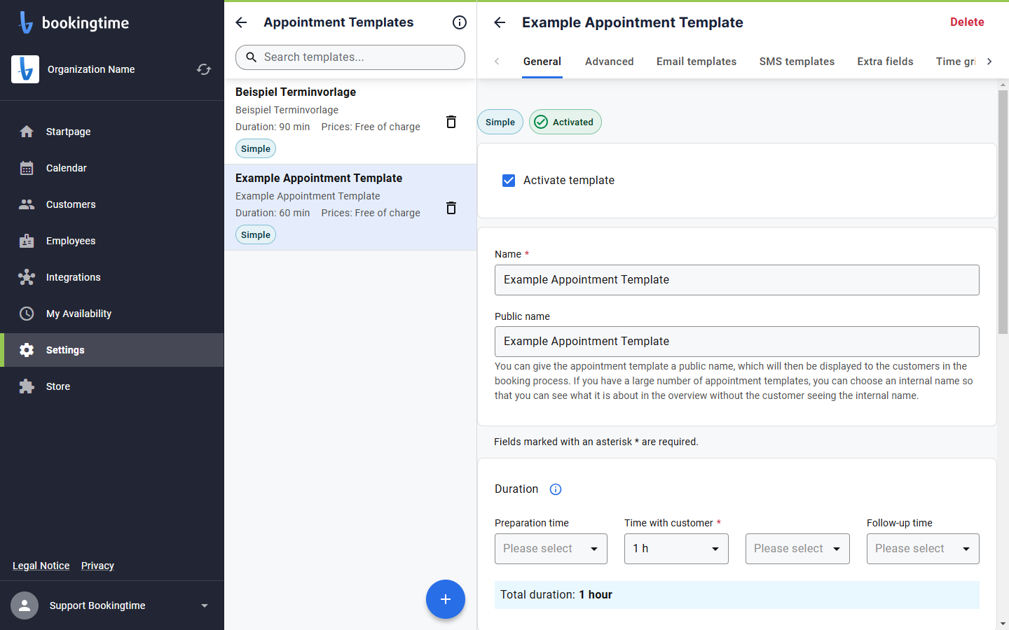 Click on Extra fields
