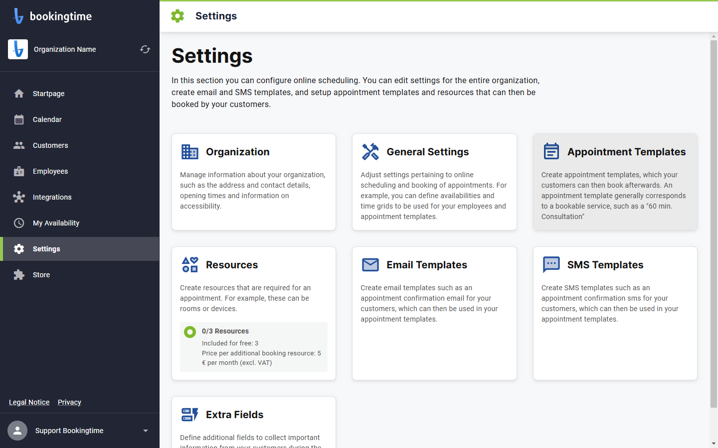 Click on Appointment Templates
