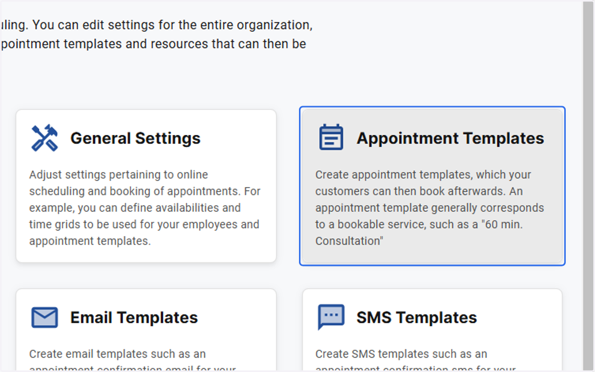 Click on Appointment Templates