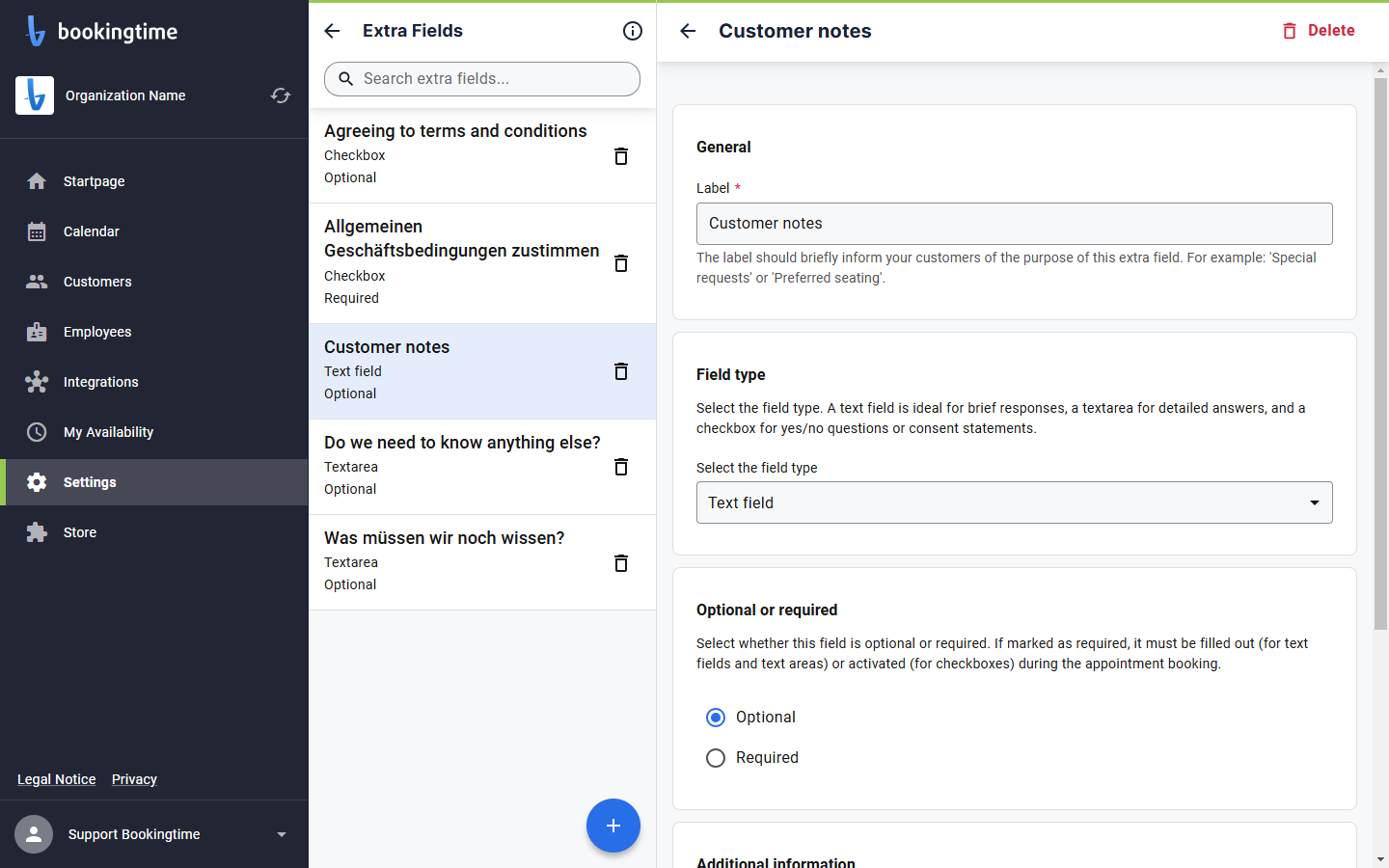 Click on Extra fields details. Your extra field is now ready.