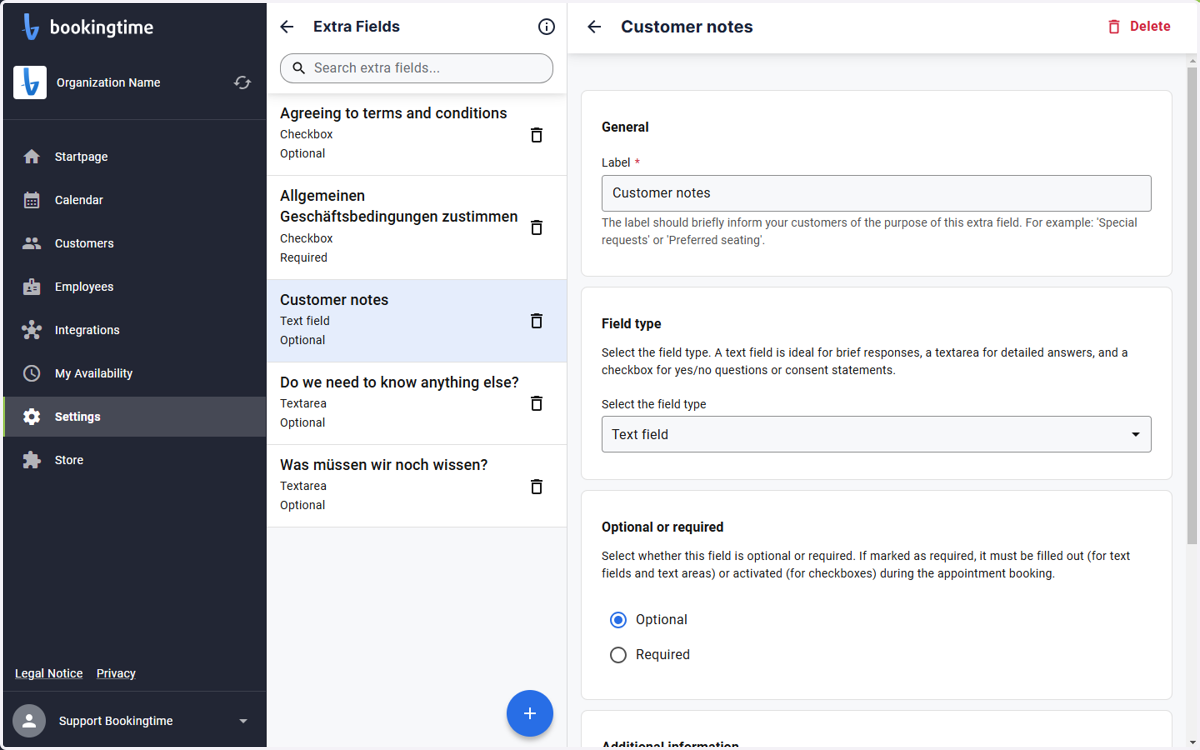 Click on Extra fields details. Your extra field is now ready.
