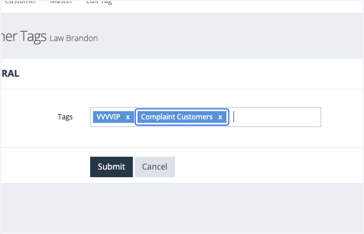 Once the tag appears in the blue box, it indicates that it has been assigned.