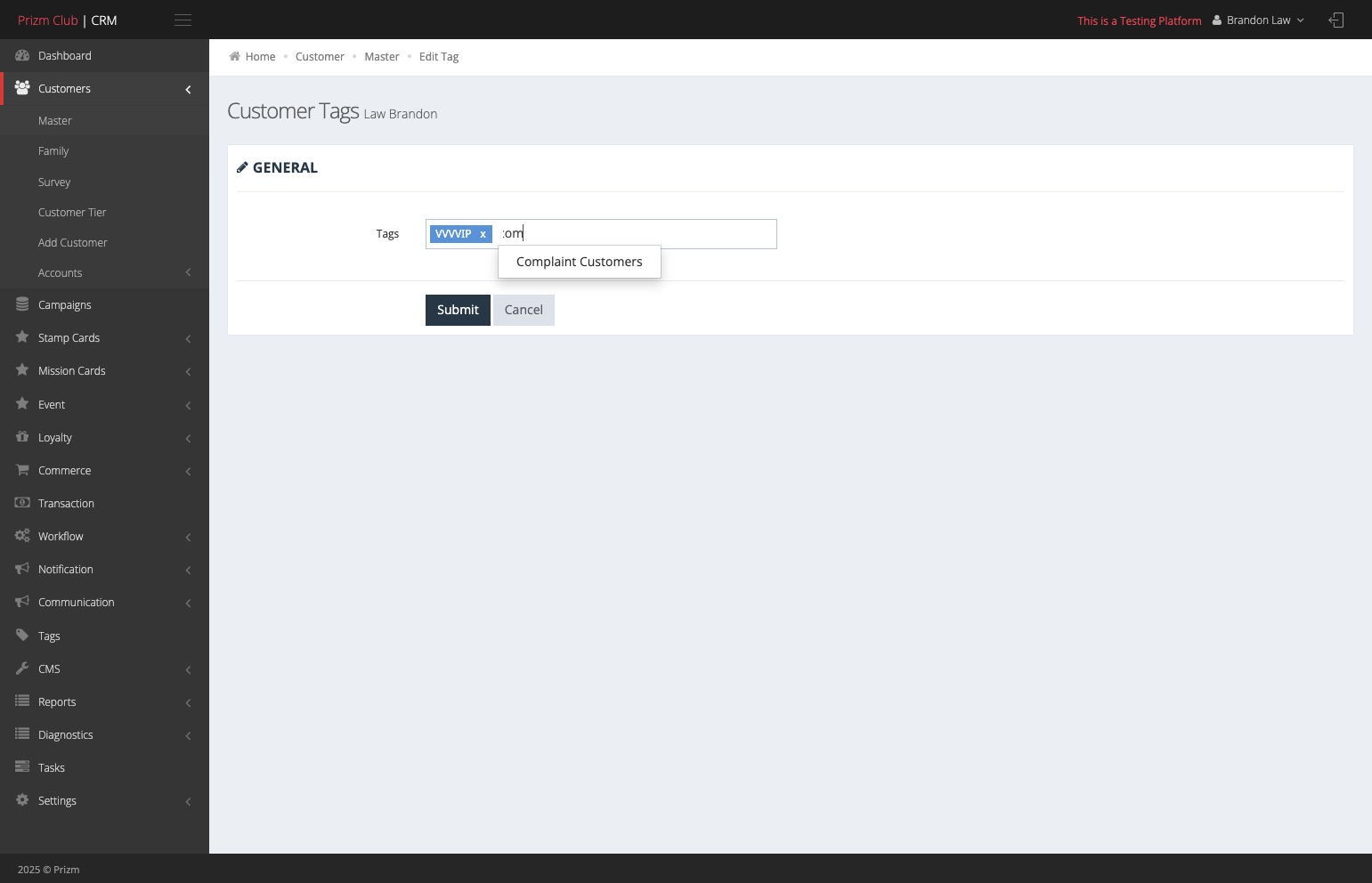 Type the tags that you've preset in the Tag sidebar.