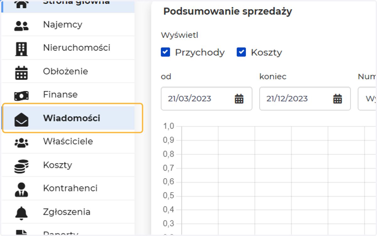 Wejdź w menu Wiadomości