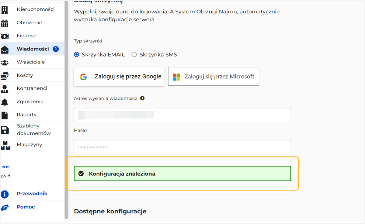 Jeśli uda się połaczyć i pobrać dane, pojawi się status