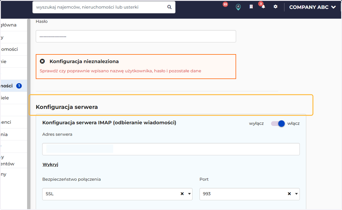 Skonfiguruj serwer IMAP(aby móc odbierać wiadomości) i SMTP (aby móc wysyłać wiadomości)