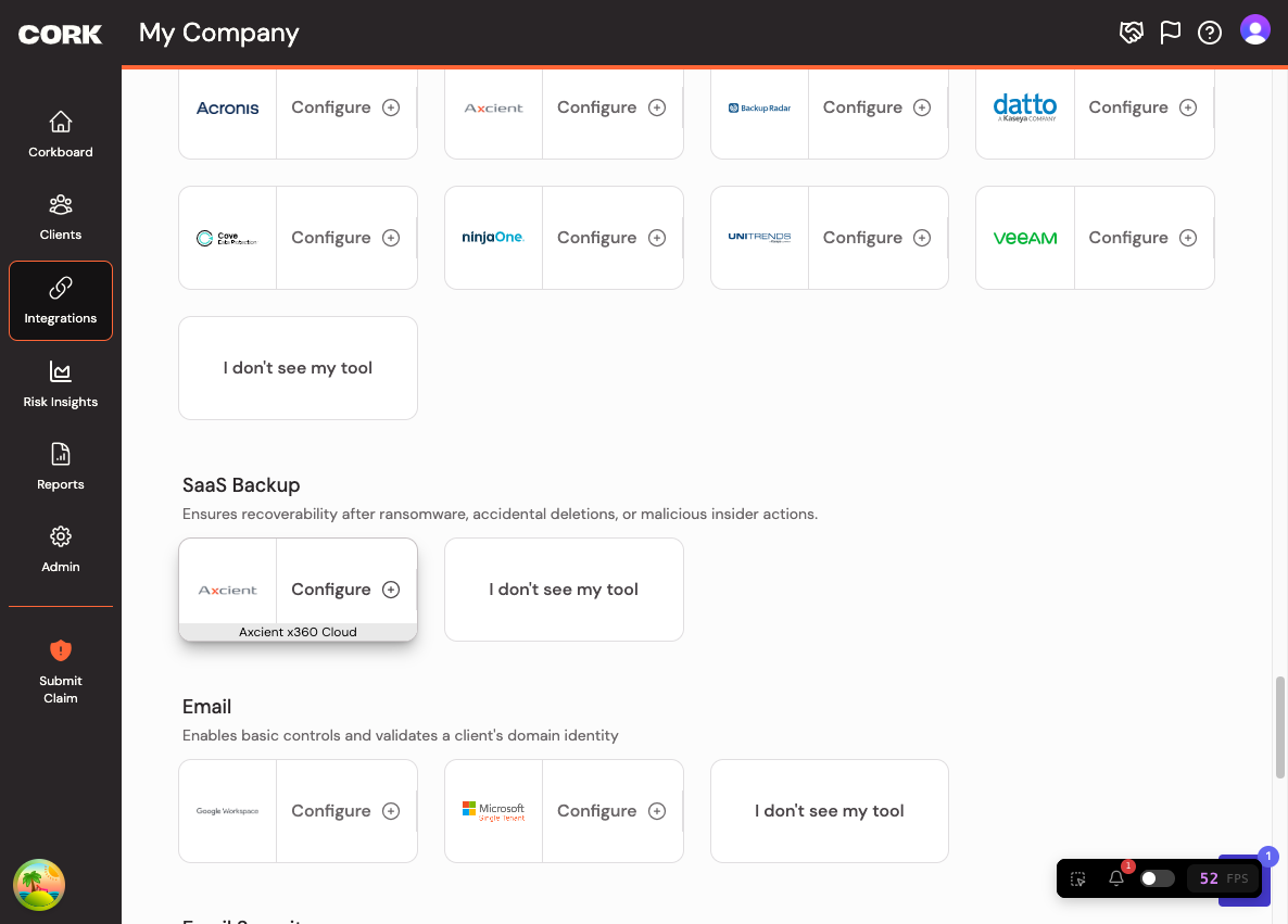 Click on Configure Axcient x360 Cloud integration…