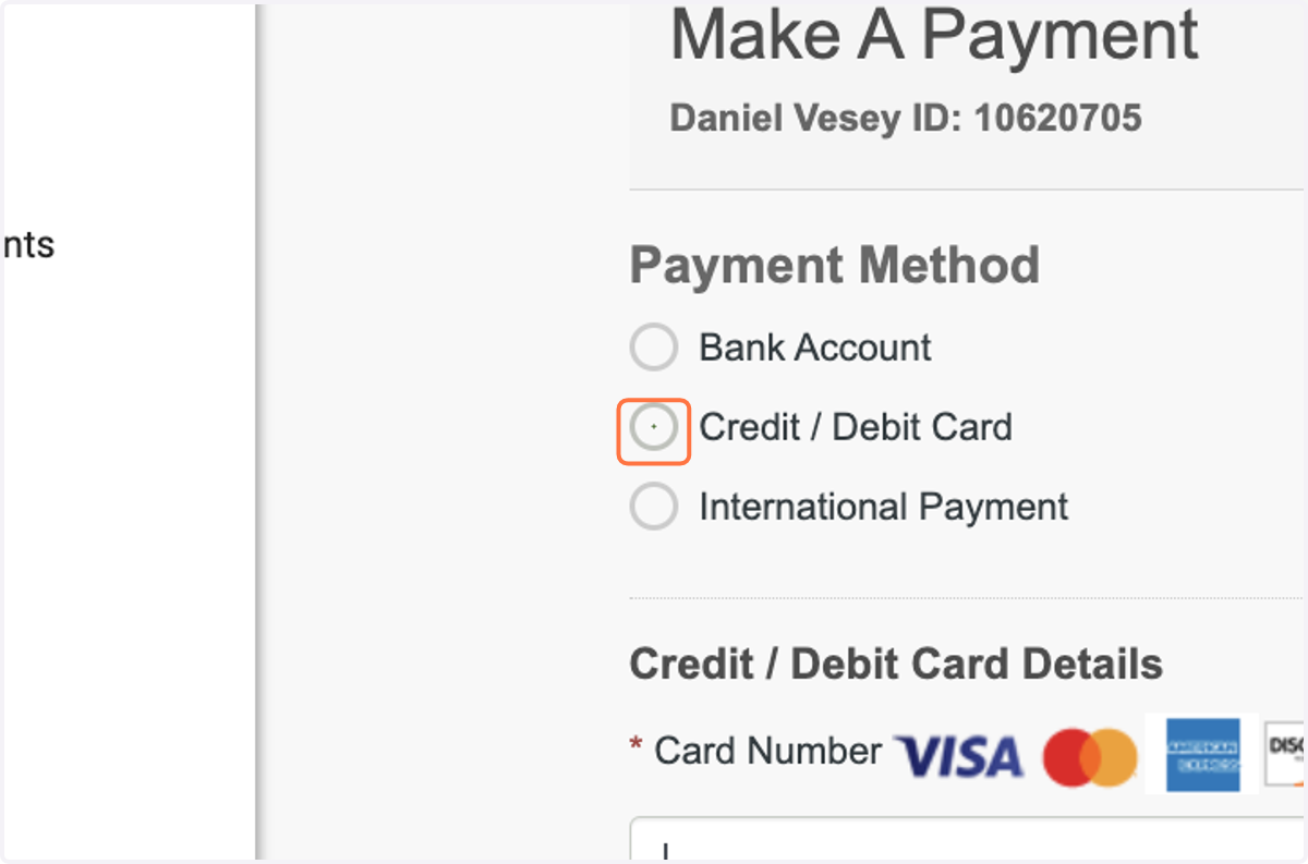 Select Credit / Debit Card